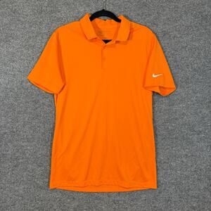 Nike Shirt Mens Small Orange Short Sleeve Outdoors Golf Stretch Logo Swoosh